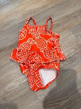 Carter's Orange Pineapple Ruffle One-Piece Swimsuit